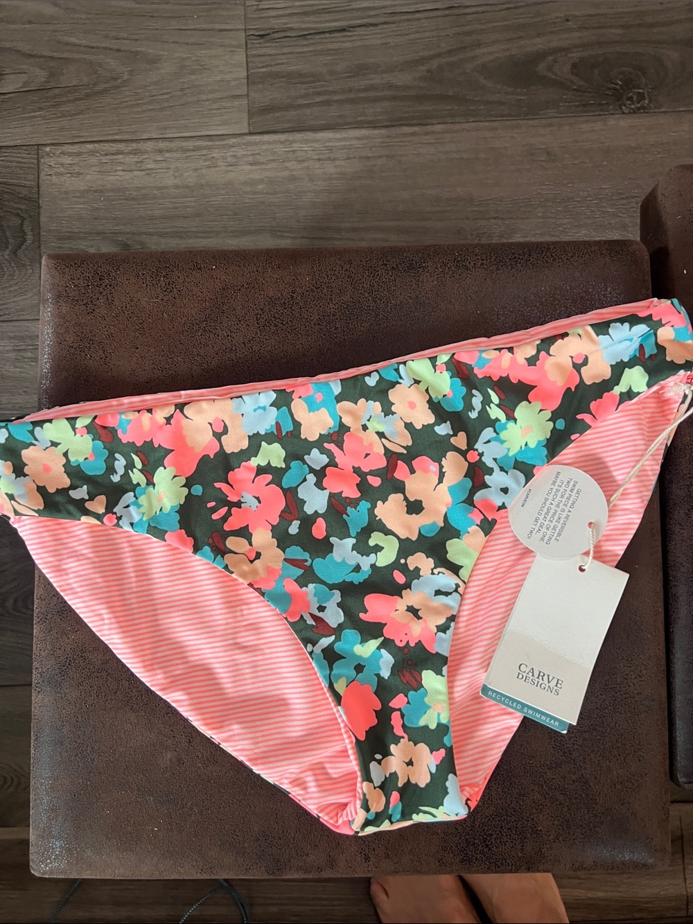 Carve Designs Coral & Teal Floral Reversible Bikini Bottom